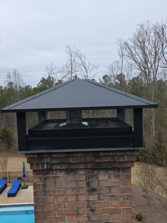 custom chimney cap near pool